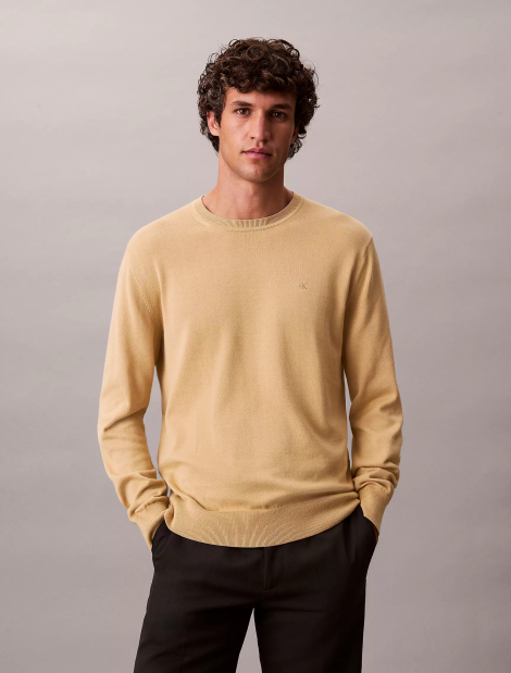 Чоловічий бавовняний светр Calvin Klein 1159932405 (Жовтий L)