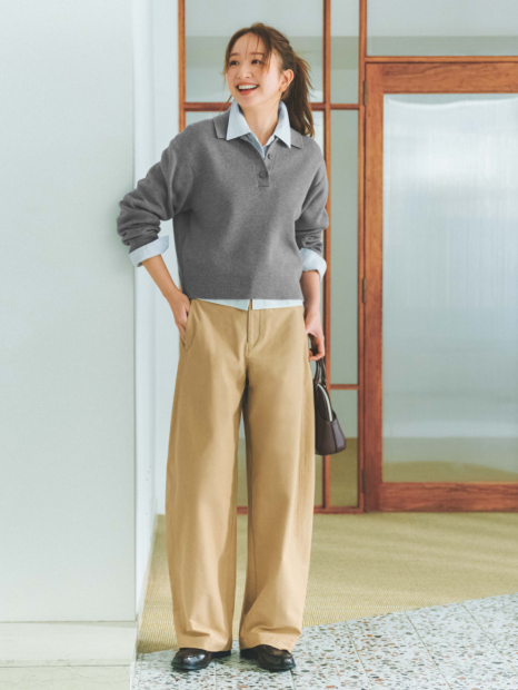 Эластичный свитер-поло UNIQLO 1160058346 (Серый L)