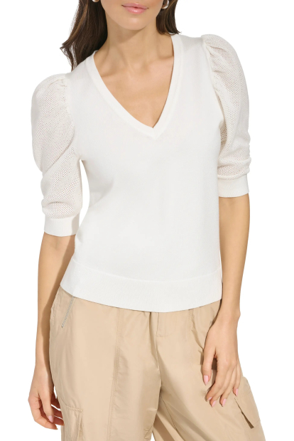 Жіночий светр DKNY з короткими рукавами 1160233940 (Білий S)