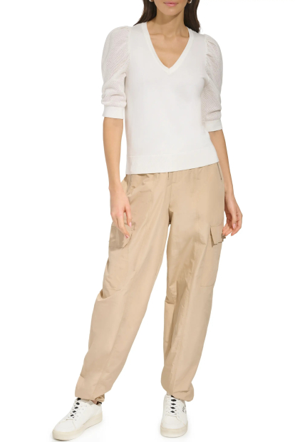 Женский свитер DKNY с короткими рукавами 1160233940 (Белый S)