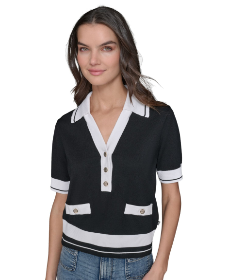 Женский свитер Karl Lagerfeld Paris с короткими рукавами 1160325204 (Черный XL)