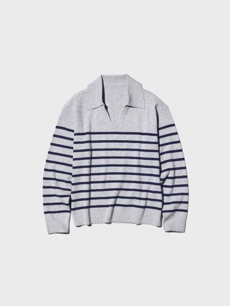 Свитер в рубчик UNIQLO с принтом 1160378411 (Серый XXL)
