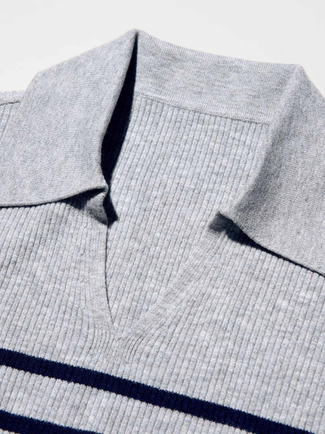 Свитер в рубчик UNIQLO с принтом 1160378411 (Серый XXL)