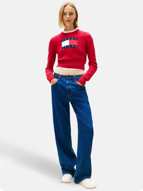 Жіночий укорочений светр Tommy Hilfiger з паєтками 1160600425 (Червоний XL)