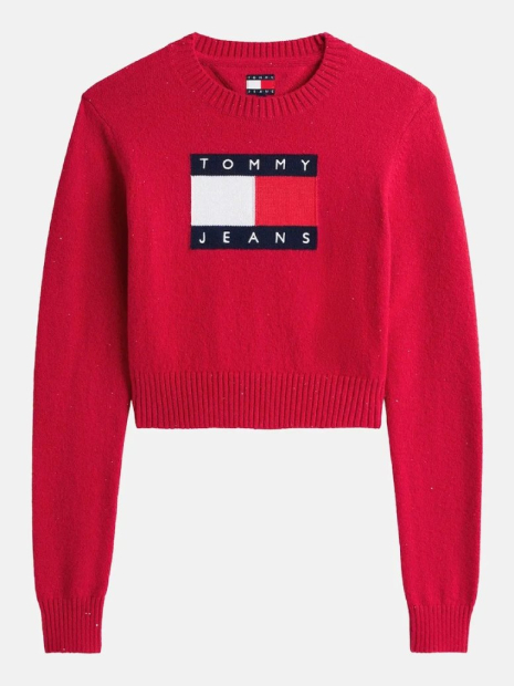 Жіночий укорочений светр Tommy Hilfiger з паєтками 1160600425 (Червоний XL)
