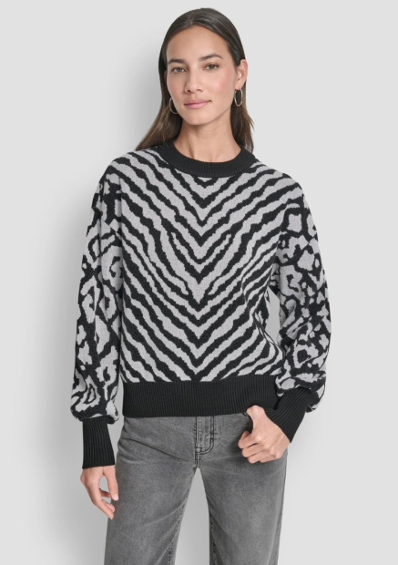 Женский свитер DKNY с узором 1160691872 (Черный/Белый XL)