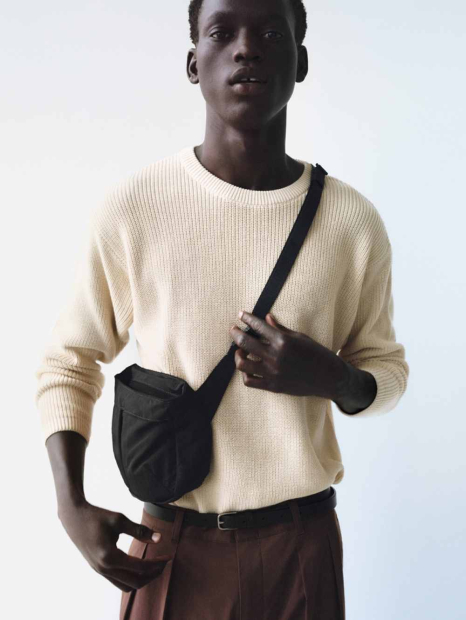 В'язаний светр UNIQLO з бавовни 1160842527 (Бежевий 3XL)