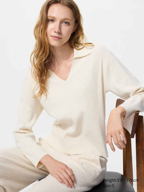 Светр в рубчик UNIQLO 1160844862 (Молочний L)