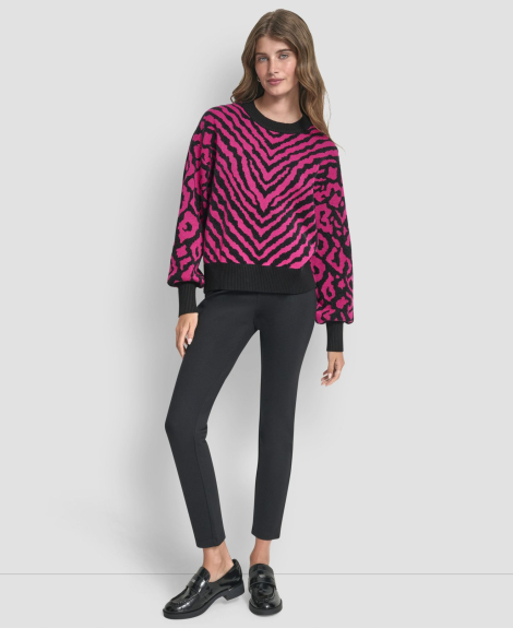 Жіночий светр DKNY з візерунком 1161283916 (Чорний/Рожевий XL)