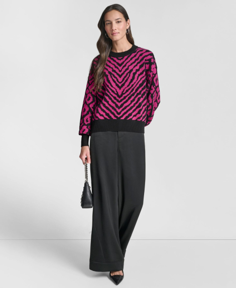 Жіночий светр DKNY з візерунком 1161283916 (Чорний/Рожевий XL)