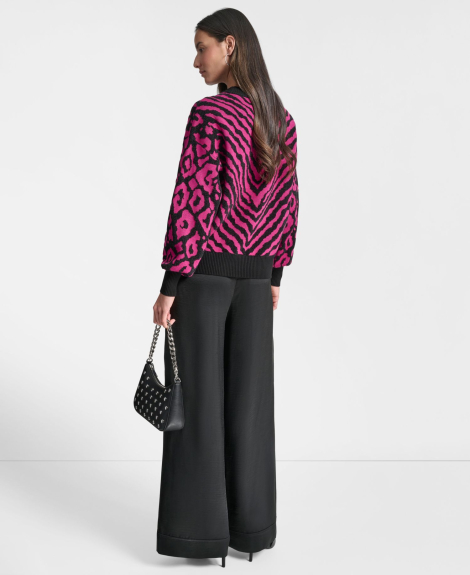 Жіночий светр DKNY з візерунком 1161283916 (Чорний/Рожевий XL)
