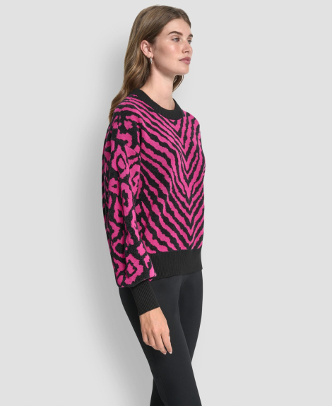 Жіночий светр DKNY з візерунком 1161283916 (Чорний/Рожевий XL)