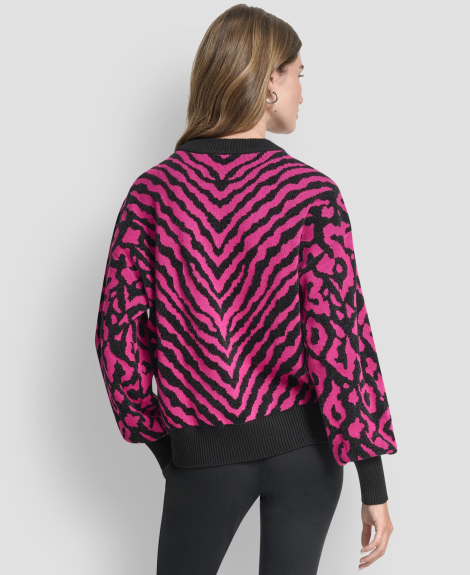 Жіночий светр DKNY з візерунком 1161283916 (Чорний/Рожевий XL)