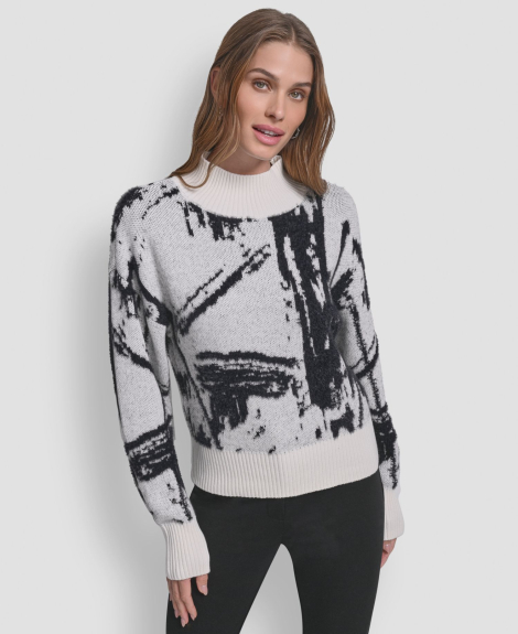 Жіночий светр DKNY з візерунком 1161284494 (Чорний/Білий L)