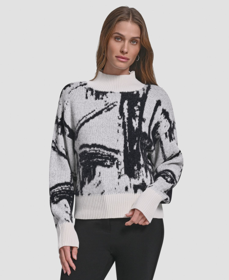 Женский свитер DKNY с узором 1161284494 (Черный/Белый L)