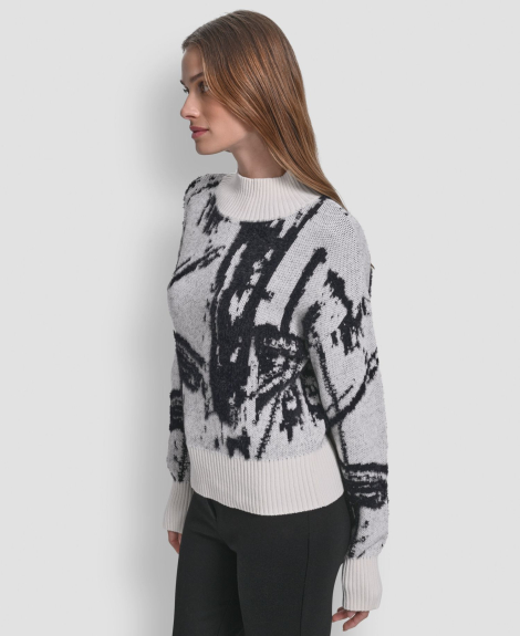 Женский свитер DKNY с узором 1161284494 (Черный/Белый L)