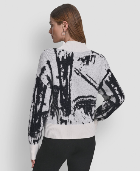 Женский свитер DKNY с узором 1161284494 (Черный/Белый L)