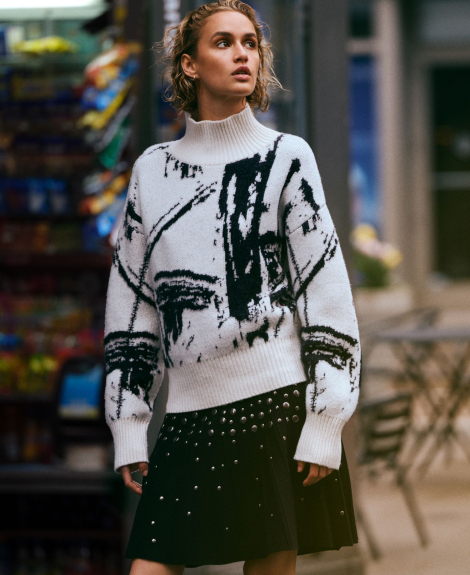 Женский свитер DKNY с узором 1161284494 (Черный/Белый L)