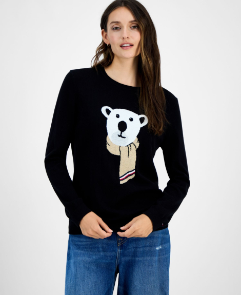 Женский свитер Tommy Hilfiger с рисунком 1161477549 (Черный L)
