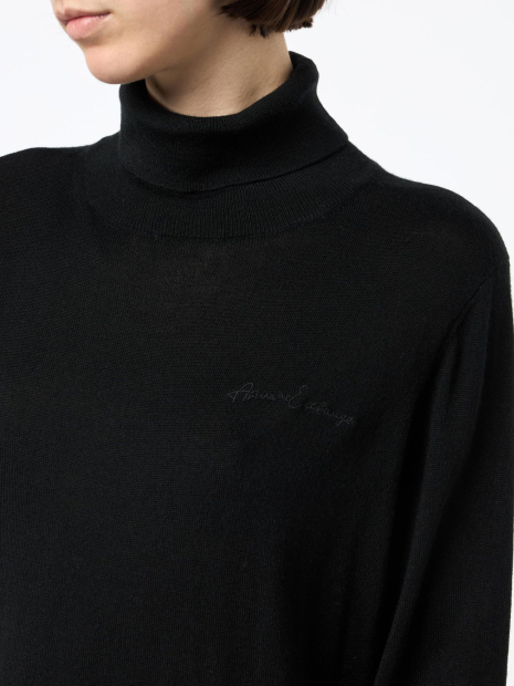 Жіночий светр із натуральної вовни Armani Exchange з високою горловиною 1161851542 (Чорний XS)