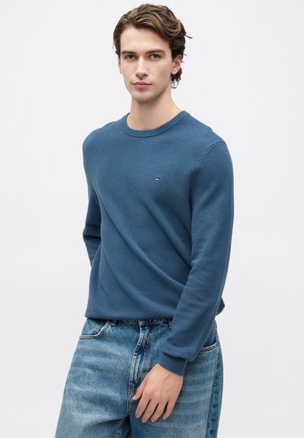 Мужской текстурный свитер Tommy Hilfiger 1161906047 (Синий XL)