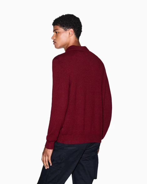 Мужской свитер-поло Armani Exchange из шерстяной смеси 1162186188 (Бордовый XXL)