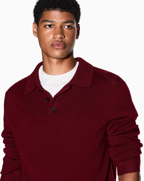 Мужской свитер-поло Armani Exchange из шерстяной смеси 1162186188 (Бордовый XXL)