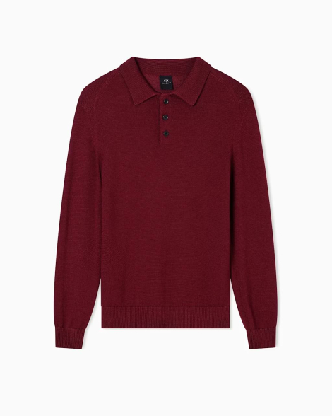 Мужской свитер-поло Armani Exchange из шерстяной смеси 1162186188 (Бордовый XXL)