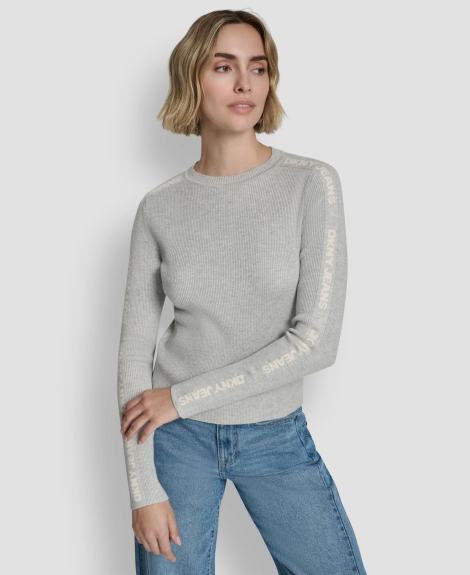 Женский свитер DKNY с логотипом на рукавах 1162649685 (Серый XS)