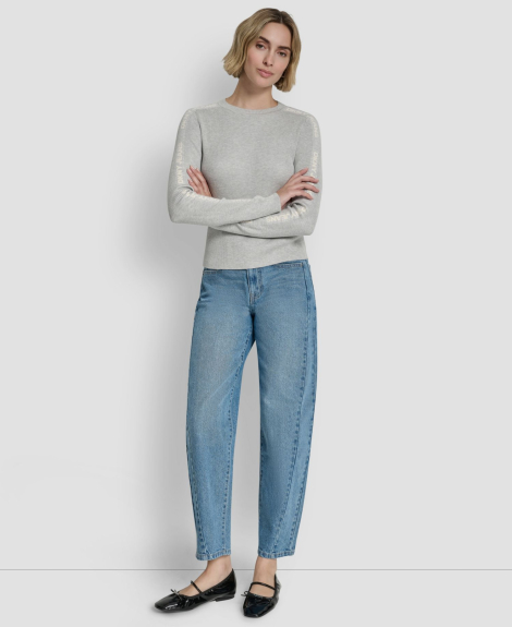 Женский свитер DKNY с логотипом на рукавах 1162649685 (Серый XS)