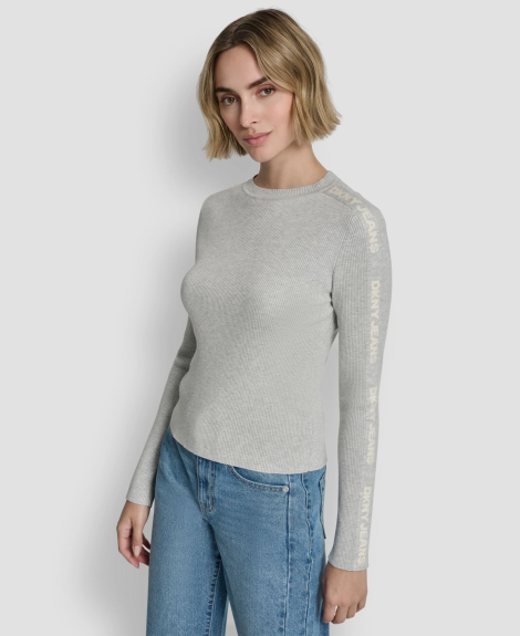 Женский свитер DKNY с логотипом на рукавах 1162649685 (Серый XS)