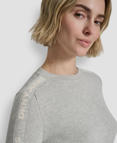 Женский свитер DKNY с логотипом на рукавах 1162649685 (Серый XS)