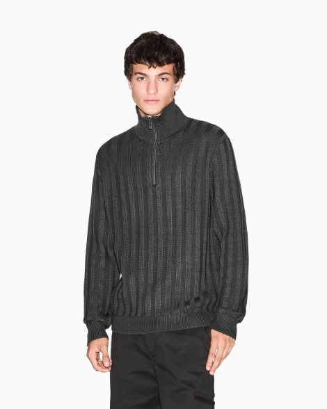 Чоловічий трикотажний светр Armani Exchange з коміром на блискавці 1162782499 (Зелений 3XL)