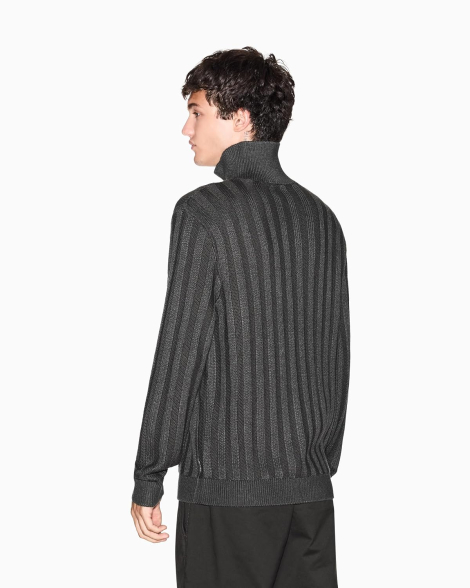 Чоловічий трикотажний светр Armani Exchange з коміром на блискавці 1162782499 (Зелений 3XL)