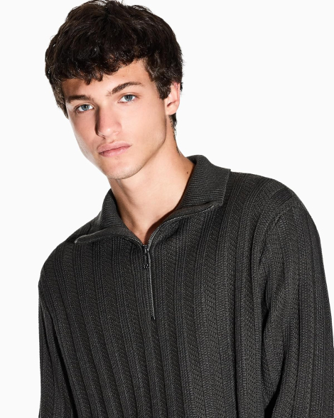 Чоловічий трикотажний светр Armani Exchange з коміром на блискавці 1162782499 (Зелений 3XL)