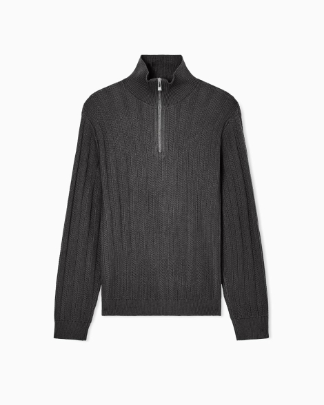 Чоловічий трикотажний светр Armani Exchange з коміром на блискавці 1162782499 (Зелений 3XL)