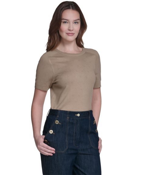 Женский свитер Tommy Hilfiger с коротким рукавом 1163056919 (Бежевый M)