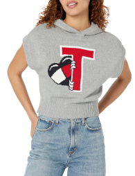 Женский свитер с капюшоном Tommy Hilfiger с коротким рукавом 1159839247 (Серый XL)