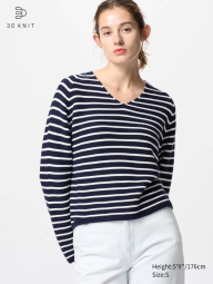 Вязаный свитер UNIQLO с 3D-плетением 1159840018 (Синий XL)