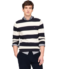 Мужской текстурный свитер Tommy Hilfiger 1159840337 (Черный/Молочный XXL)