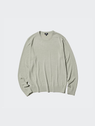 Вязаный свитер UNIQLO из шерсти 1159841031 (Зеленый S)