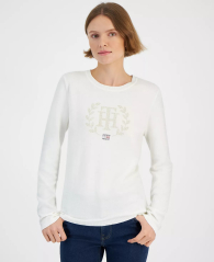 Женский свитер со стразами Tommy Hilfiger джемпер 1159841453 (Молочный XXL)