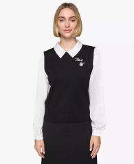 Женский свитер-блузка Karl Lagerfeld с украшениями 1159842822 (Черный/Белый M)