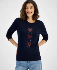 Женский свитер Tommy Hilfiger со стразами 1159844603 (Синий XS)