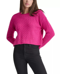 Жіночий в'язаний светр DKNY з металізованою ниткою 1159847296 (рожевий L)