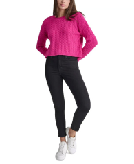 Жіночий в'язаний светр DKNY з металізованою ниткою 1159847296 (рожевий L)