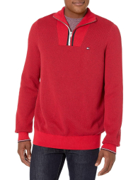 Свитер мужской Tommy Hilfiger с полумолнией 1159847709 (Красный L)