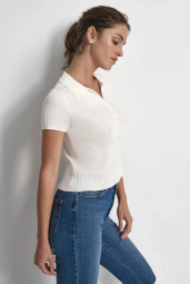 Свитер-поло DKNY с коротким рукавом 1159850342 (Белый XS)