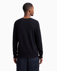 Мужской жаккардовый свитер Armani Exchange с логотипом 1159851809 (Синий XL)