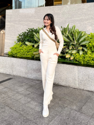 Еластичний светр UNIQLO з V-подібним вирізом 1159852412 (Бежевий L)